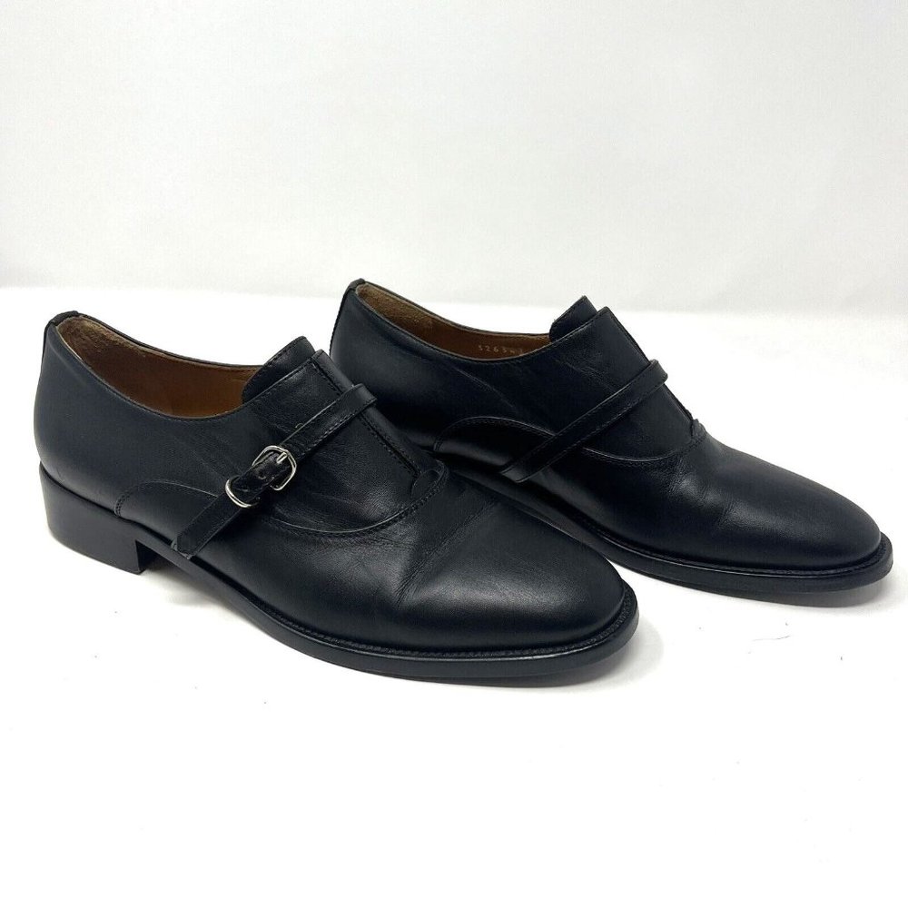 Balenciaga Paris Classic Oxford Black Leather Slide On Shoes
